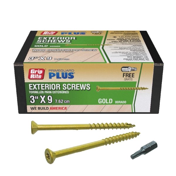 Grip-Rite Deck Screw, #9 x 3 in, Flat Head, Torx Drive L3STGD1